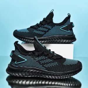 Sneakers Men Latest New Breathable Stretch Fabric Soft Comfortable Running Sport Shoes Big Size 47 48 Lightweight Men Shoes